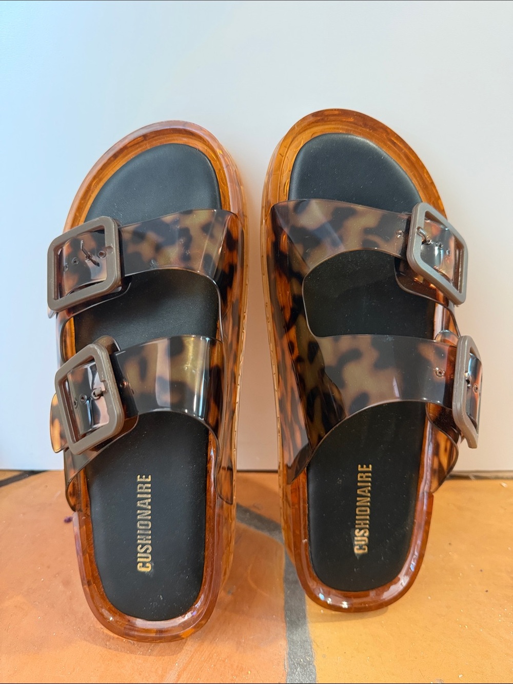Tortoiseshell Slide Sandals - Brown